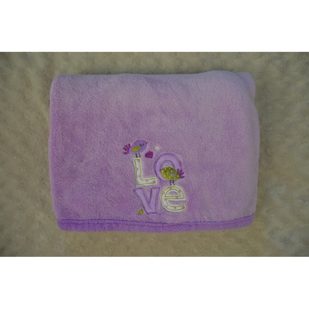 Cuddle Time Love Bird Baby Blanket Purple Green Polka Dots Heart Cuddletime